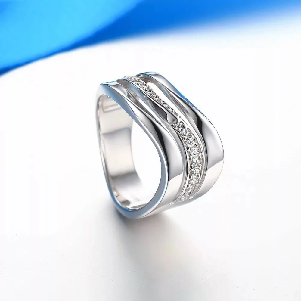 New 925 Silver Three Layers a wave Diamond Ring - Picture 5 of 6